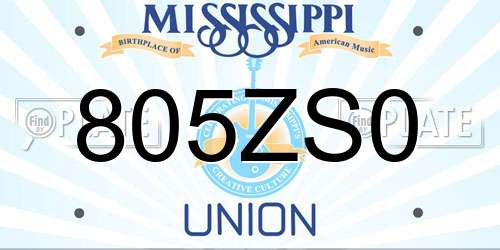 805ZS0 Mississippi License Plate