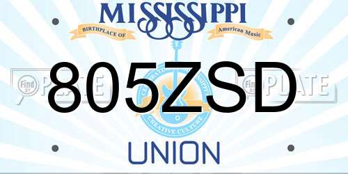 805ZSD Mississippi License Plate