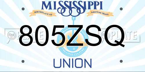 805ZSQ Mississippi License Plate