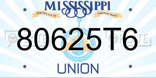 80625T6 Mississippi License Plate