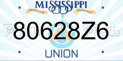 80628Z6 Mississippi License Plate