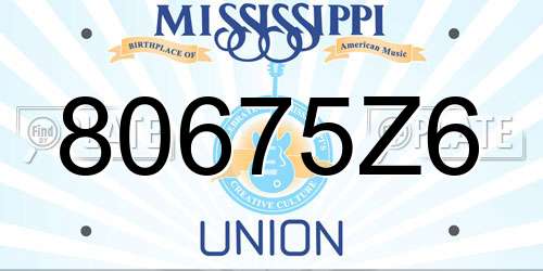 80675Z6 Mississippi License Plate