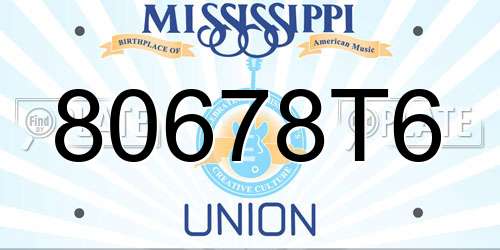 80678T6 Mississippi License Plate