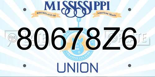 80678Z6 Mississippi License Plate
