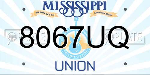8067UQ Mississippi License Plate