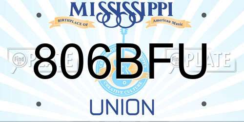 806BFU Mississippi License Plate