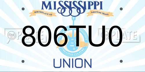 806TU0 Mississippi License Plate