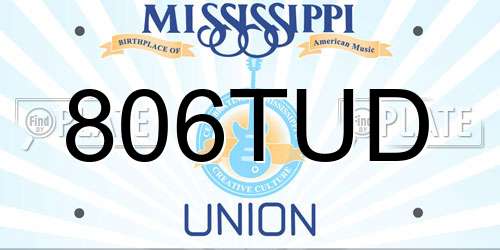 806TUD Mississippi License Plate