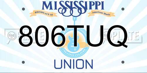 806TUQ Mississippi License Plate