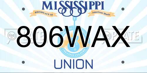 806WAX Mississippi License Plate