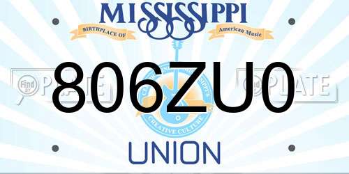 806ZU0 Mississippi License Plate
