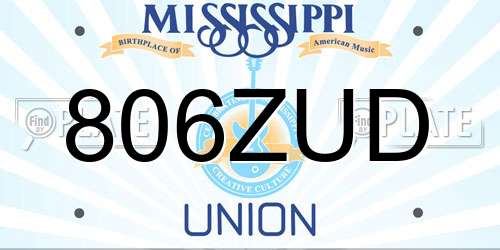 806ZUD Mississippi License Plate