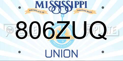 806ZUQ Mississippi License Plate