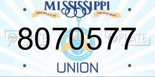 8070577 Mississippi License Plate