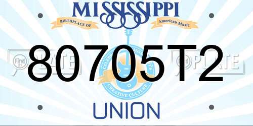 80705T2 Mississippi License Plate