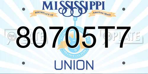 80705T7 Mississippi License Plate