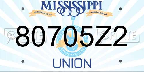 80705Z2 Mississippi License Plate