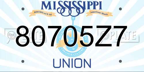 80705Z7 Mississippi License Plate