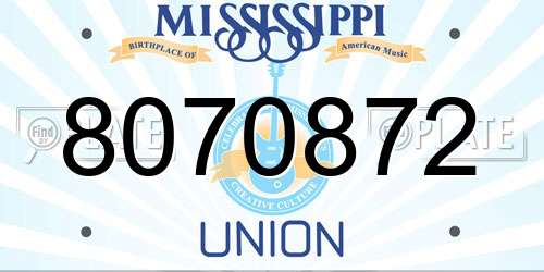 8070872 Mississippi License Plate