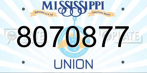 8070877 Mississippi License Plate