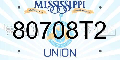 80708T2 Mississippi License Plate
