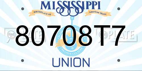 80708T7 Mississippi License Plate