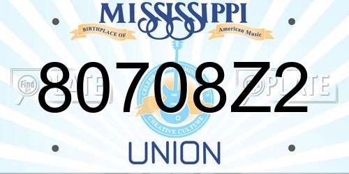 80708Z2 Mississippi License Plate