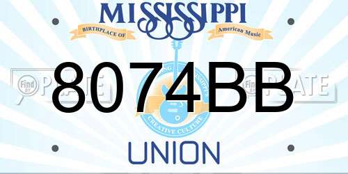8074BB Mississippi License Plate