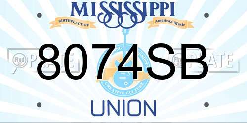 8074SB Mississippi License Plate