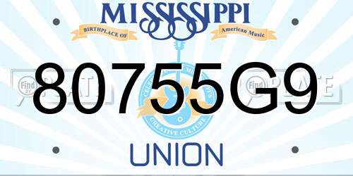 80755G9 Mississippi License Plate