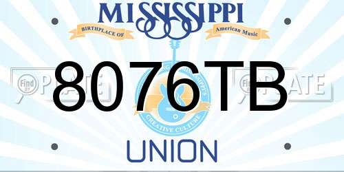8076TB Mississippi License Plate