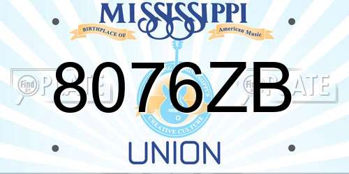 8076ZB Mississippi License Plate