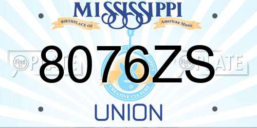 8076ZS Mississippi License Plate