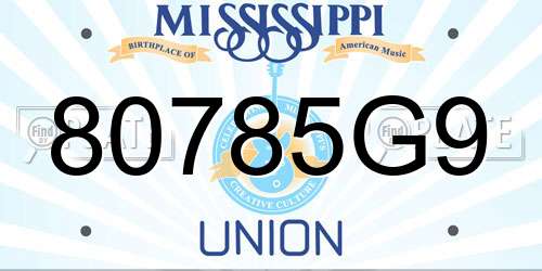 80785G9 Mississippi License Plate
