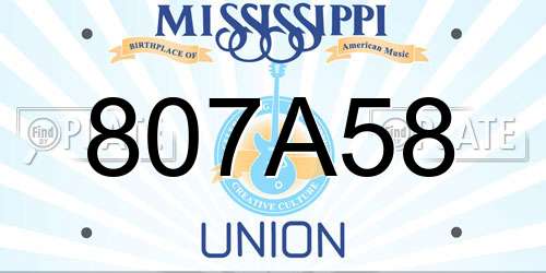807A58 Mississippi License Plate