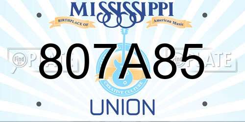 807A85 Mississippi License Plate