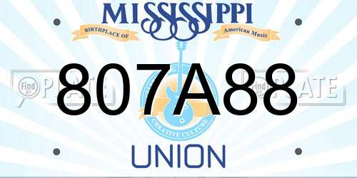 807A88 Mississippi License Plate