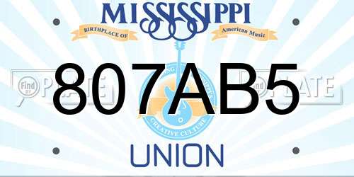 807AB5 Mississippi License Plate