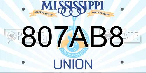 807AB8 Mississippi License Plate