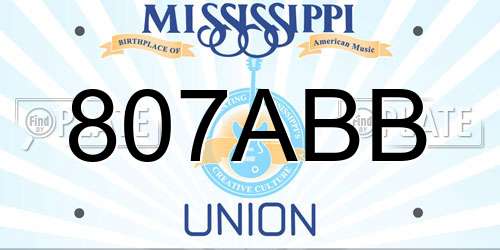 807ABB Mississippi License Plate