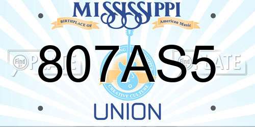 807AS5 Mississippi License Plate