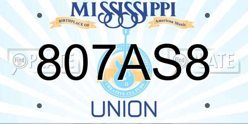 807AS8 Mississippi License Plate