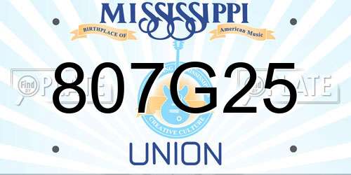 807G25 Mississippi License Plate