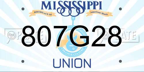 807G28 Mississippi License Plate