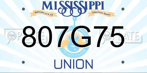807G75 Mississippi License Plate