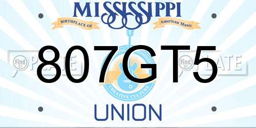 807GT5 Mississippi License Plate