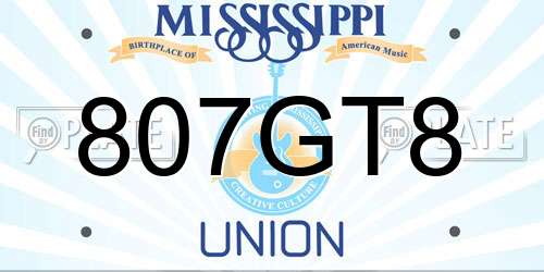 807GT8 Mississippi License Plate