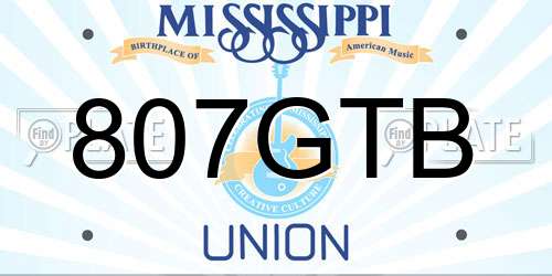 807GTB Mississippi License Plate