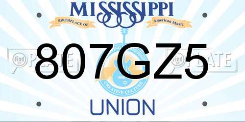 807GZ5 Mississippi License Plate