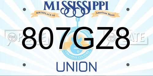 807GZ8 Mississippi License Plate